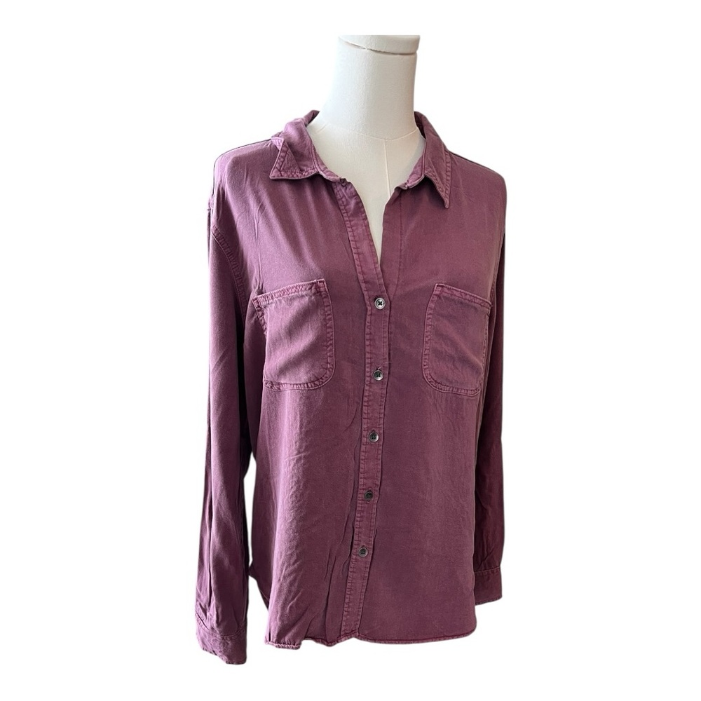 Rock & Republic Purple Utility Button-Up Blouse Size Large